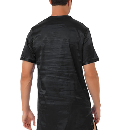 Donna uomo pigiama in raso di seta pigiameria maniche corte camicia da notte Kimono accappatoio abito da notte accappatoio camicia da notte estiva Homewear