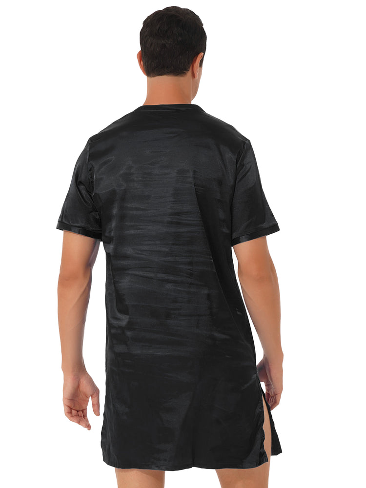 Donna uomo pigiama in raso di seta pigiameria maniche corte camicia da notte Kimono accappatoio abito da notte accappatoio camicia da notte estiva Homewear