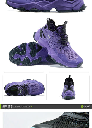 RAX Running Shoes Men&Women Outdoor Sport Shoes Breathable Lightweight Sneakers Air Mesh Upper Anti-slip Natural Rubber Outsole PlatiNum