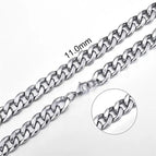 11mm Silver Curb / 50cm