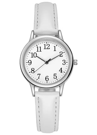 Orologio al quarzo da donna alla moda per il tempo libero, numeri arabi facili da leggere, quadrante semplice, cinturino in pelle PU, colore caramella platinumshop