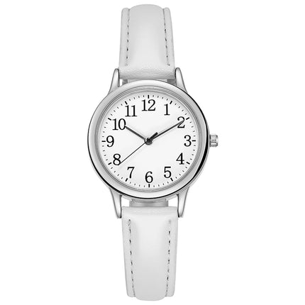 Orologio al quarzo da donna alla moda per il tempo libero, numeri arabi facili da leggere, quadrante semplice, cinturino in pelle PU, colore caramella platinumshop
