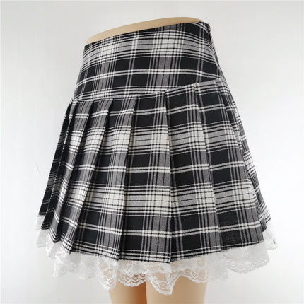 Harajuku Punk gotico nero a vita alta gonne nere donne Sexy Patchwork fasciatura Mini gonna nera Streetwear femminile