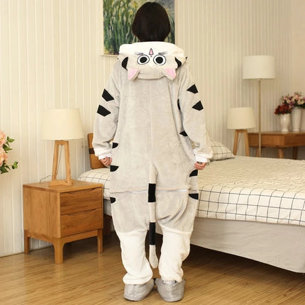 Women Cat Onesies Hooded Sleepwear Unisex Men Pajamas Winter Animal Pajamas One Piece Halloween Xmas Cosplay Costumes Homewear
