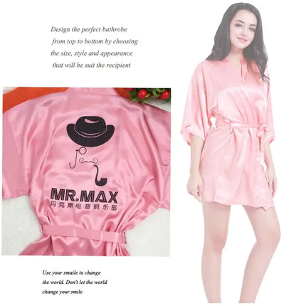 Logo personalizzato Data di matrimonio Nome Accappatoio Abito da sposa in seta sintetica Sposa Damigella d'onore Abiti da sposa Donna Bachelorette Preparewear platinumshop