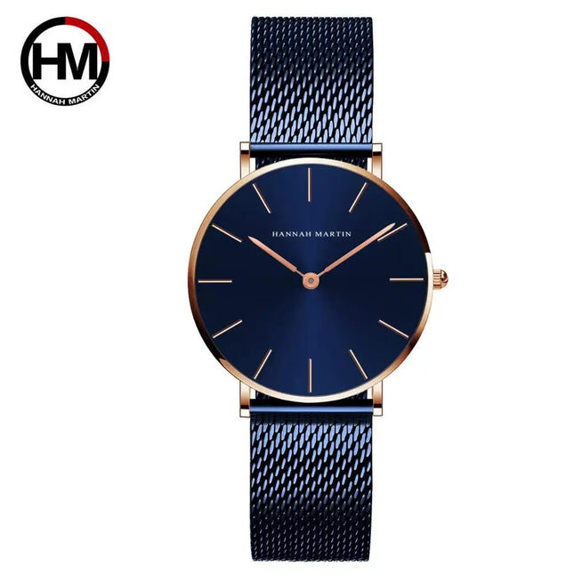 HANNAH MARTIN Movimento al quarzo giapponese in acciaio inossidabile di qualità del marchio Orologio Dropshipping da donna impermeabile da 36 mm in oro rosa completo platinumshop
