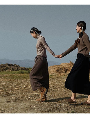 25 New arrivals women's 100% wool skirts, women's autumn and winter long loose and comfortable knit bottoming cashmere skirts, PlatiNum