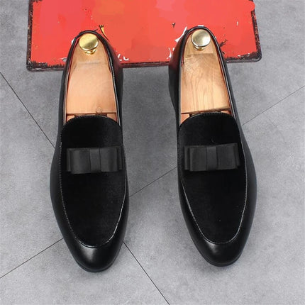 movechain Scarpe da festa di nozze in pelle da uomo con fiocco Moda uomo Mocassini da guida Mocassini Uomo Casual Slip-On Flats