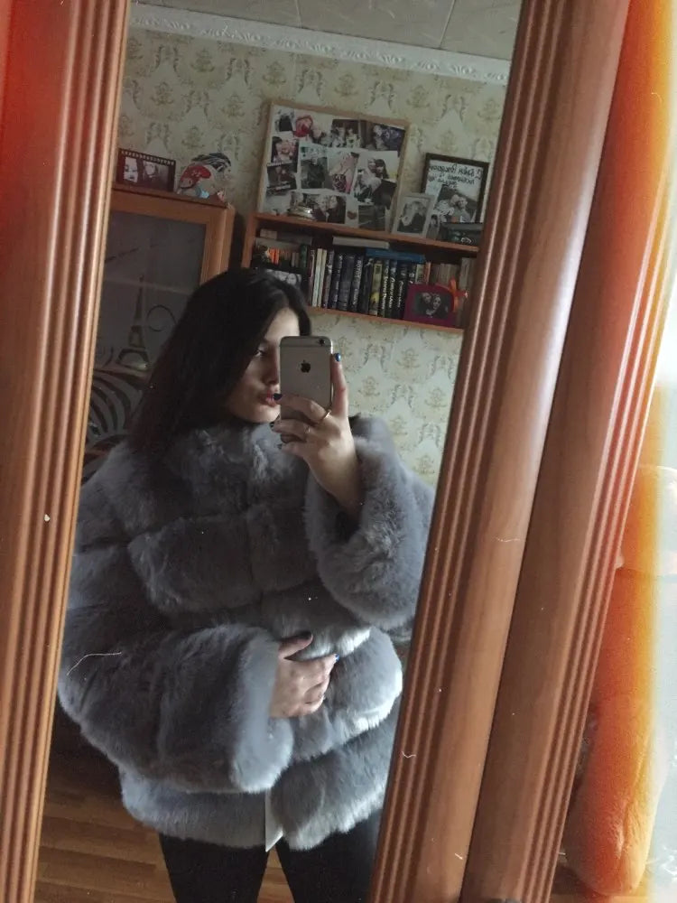ZADORIN Fashion Thick Warm Winter Coat Woman Luxury Faux Fox Fur Coat Jackets Woman Stand Fur Collar Fake Fur Jacket Outerwears