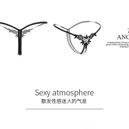 Women Lace Panties Thongs Pearl Pendant Embroidery G-String T-Back Briefs Underwear Hollow Ladies Panties Sexy Lingerie Knickers