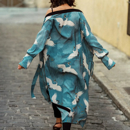 TEELYNN Chiffon Floreale di Stampa Kimono A Maniche Lunghe beach boho Cover up Camicetta delle donne Dell'annata di estate Cardigan Magliette E Camicette Blusas shirt platinumshop