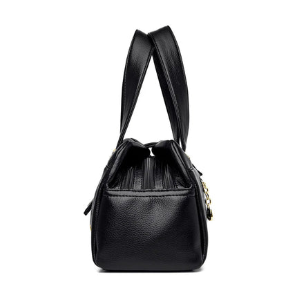Women Multi-layers Top-handle Bag Quality Leather Handbags Purses Female Luxury Designer Large Capacity Boston Ladies Sac A Main PlatiNum