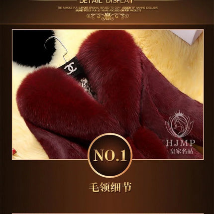 Vintage 2026 New Autumn Winter Female Mid-Long Fleece Overcoat Faux Fur Fox Fur Collar Mink Fur Coat Thicken Elegant 408
