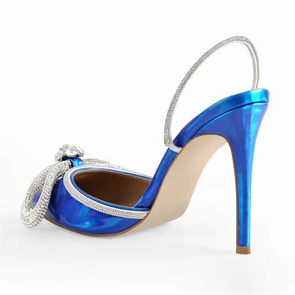 Onlymaker donna elegante tacchi a punta cristallo farfalla nodo lucido conciso partito tacchi alti sottili regalo di nozze sandali moda
