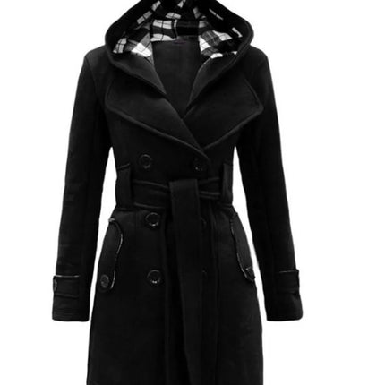 Fashion Woolen Coat Women Warm Fleece Jacket With Belts Double Breasted Solid Casual Jacket 2022 Winter Vintage Slim Ladies Coat