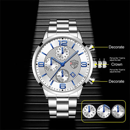Orologi da uomo alla moda Orologio da polso al quarzo di lusso Calendario da uomo Business Casual Orologio in pelle Orologio luminoso platinumshop
