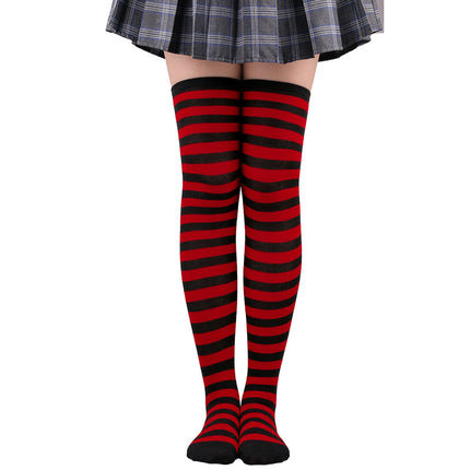 Calze alte alla coscia da donna a righe da donna nere bianche rosa lunghe sopra sopra calzini al ginocchio femboy Cosplay Lolita Harajuku Y2k