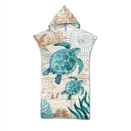 Adult Hooded Microfiber Beach Towel Printed Quick Dry Pool Poncho Bath Towel Robe Cloak