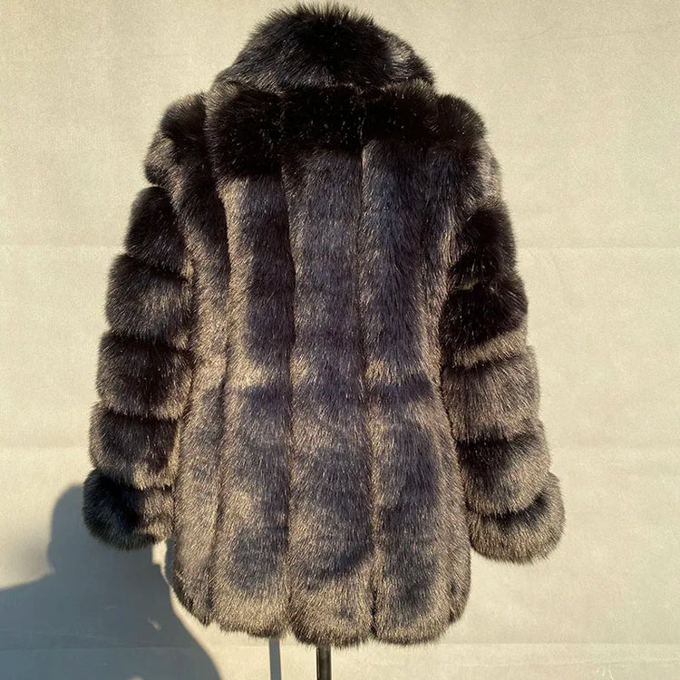 ZADORIN Elegant Turn Down Collar Faux Fox Fur Coat Women Long Thick Warm Fluffy Faux Fur Jacket Winter Fur Coats Manteau Femme