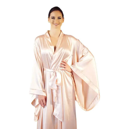 2019 nuovi abiti solidi donna nero rosso manica lunga camicia da notte signore ragazze raso di seta liscio primavera pizzo indumenti da notte accappatoio femminile