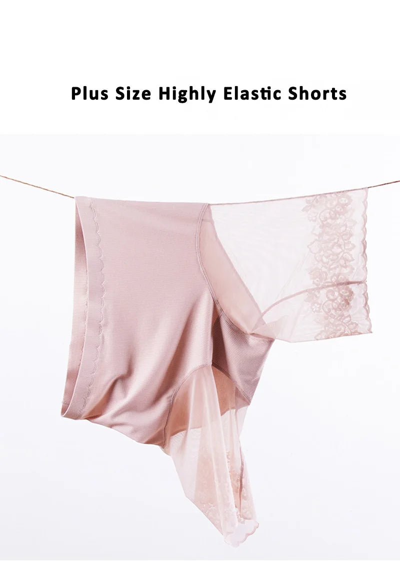 Plus Size Safety Short Pants Women Summer Seamless Under Skirt Pants Anti Chafing Boxers Female Sexy Lace Boyshorts Women