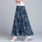 Women's high-waisted skirts, summer 2026, spring, elastic waist, midi length, printed, for dance, chiffon, swing style