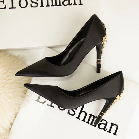 Moda donna tacchi alti poco profondi stiletto matrimonio/festa signora pompe primavera/autunno scarpe classiche femminili calzature da donna