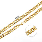 9mm Gold Curb / 50cm