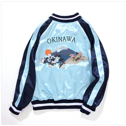 Double Sided Satin Baseball Jacket Women Sukajan Jacket Female Girls Embroidery Coat 2026 Spring Autumn Pink Z1A1