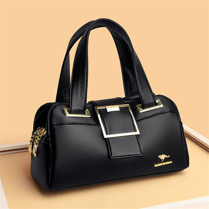 Women Multi-layers Top-handle Bag Quality Leather Handbags Purses Female Luxury Designer Large Capacity Boston Ladies Sac A Main PlatiNum