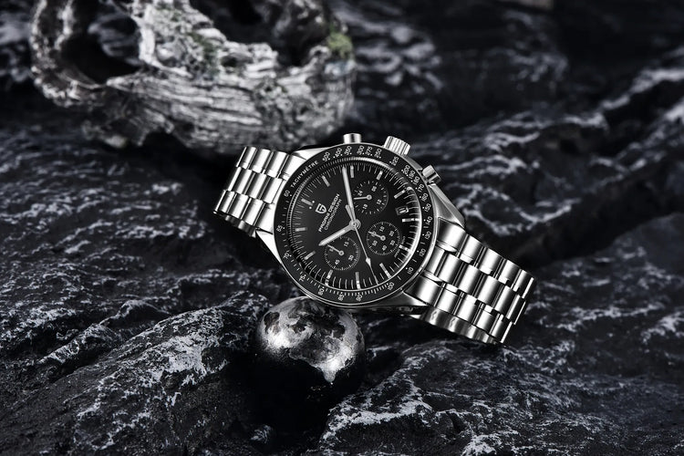 PAGANI DESIGN 2026 Nuova Serie Planetaria Saturno Orologio al Quarzo di Lusso Color Sabbia Chiaro da Uomo, Cronografo Sportivo Veloce con Vetro Zaffiro AR, Spedizione Locale nell'UE