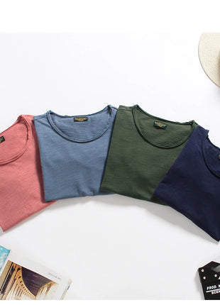 T-shirt homme 100% coton Décontracté Doux Fitness Été T-shirts fins Vêtements d'intérieur Homme Col rond Manches courtes T-shirt uni pour homme