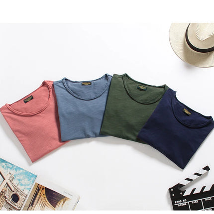 Men's 100% Cotton T-Shirt Soft Casual Fitness Summer Thin T-Shirts Men's Home Wear O-Neck Short Sleeve Solid T-Shirt for Men