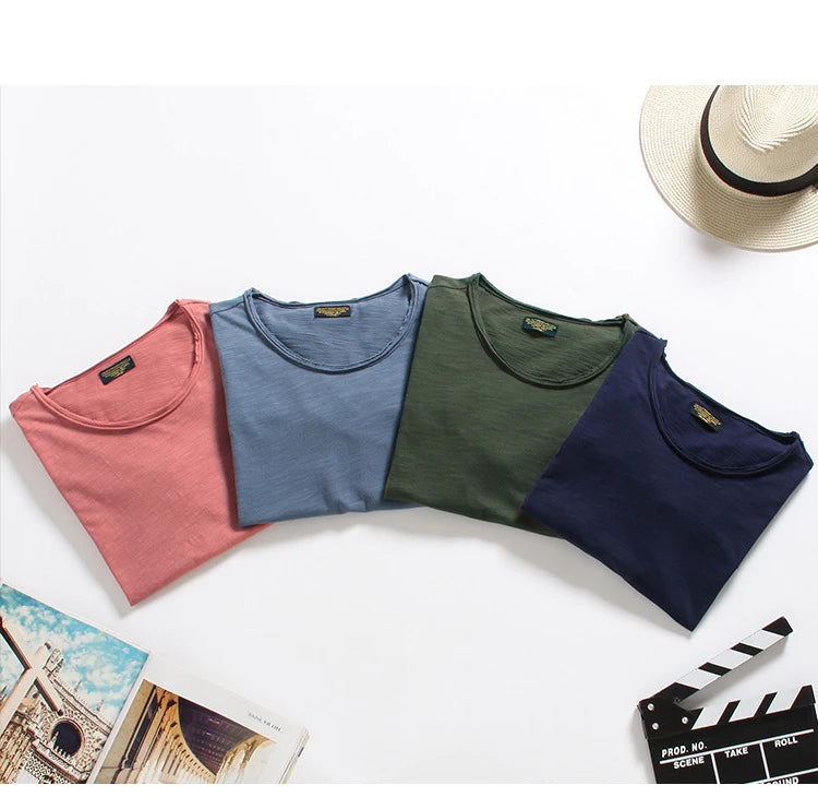 T-shirt da uomo in cotone 100% Casual morbida Fitness Estate T-shirt sottili Abbigliamento per la casa da uomo O-Collo Manica corta Soild T Shirt per uomo