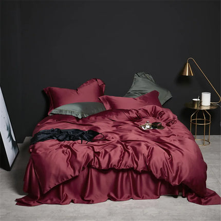 Liv-Esthete Set biancheria da letto in seta 100% verde scuro Set biancheria da letto in pura seta sana di lusso Queen King Copripiumino Lenzuolo piatto Federa Set biancheria da letto