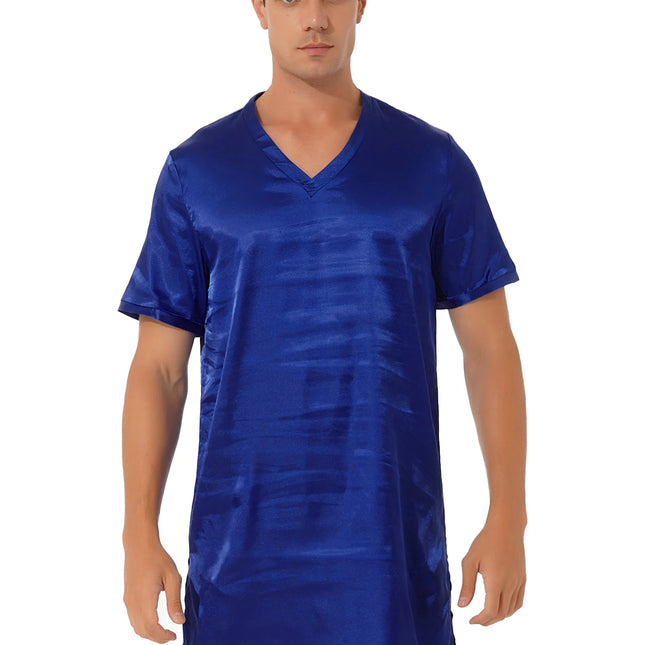 Donna uomo pigiama in raso di seta pigiameria maniche corte camicia da notte Kimono accappatoio abito da notte accappatoio camicia da notte estiva Homewear