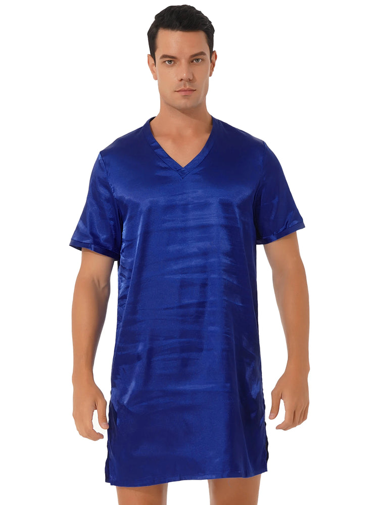 Donna uomo pigiama in raso di seta pigiameria maniche corte camicia da notte Kimono accappatoio abito da notte accappatoio camicia da notte estiva Homewear