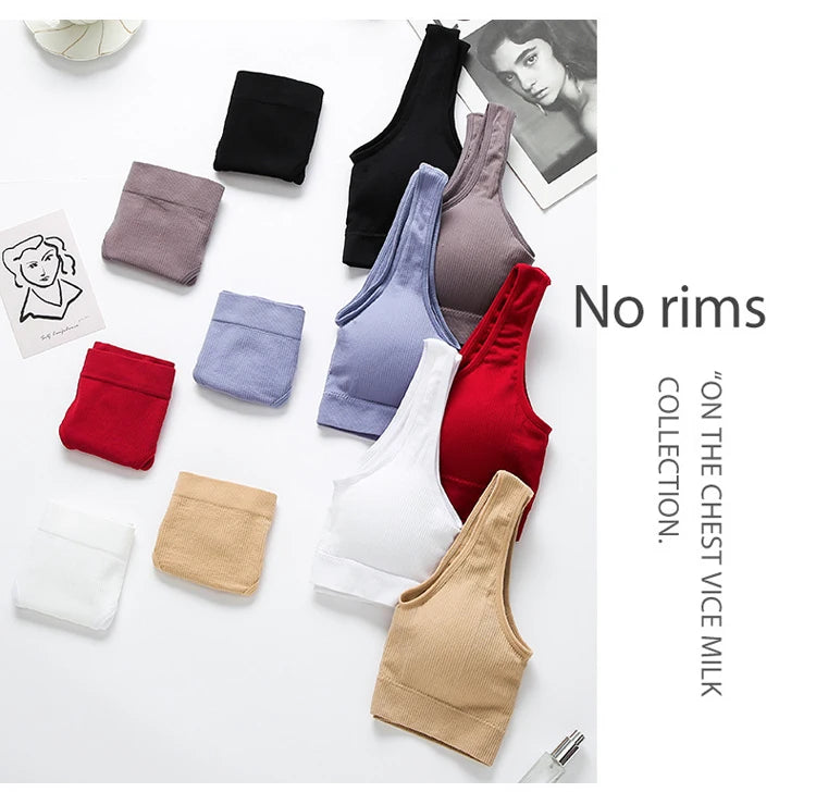 CINOON Women Seamless Ribbed Bra Set Wireless Deep V Bralette Top Panties Two Piece Lingerie Set Sport Fitness Underwear