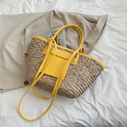 Borse estive in paglia da donna di alta qualità Borse a tracolla da donna alla moda Borsa da spiaggia tote femminile di grande capacità di design