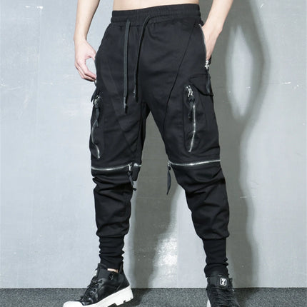 Detachable Black Cargo Pants Men Harajuku Hip Hop Streetwear Multi-Pocket Joggers Trousers Man Elastic Waist Techwear