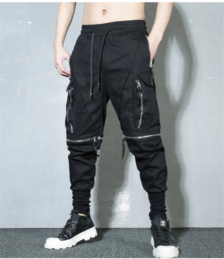 Detachable Black Cargo Pants Men Harajuku Hip Hop Streetwear Multi-Pocket Joggers Trousers Man Elastic Waist Techwear