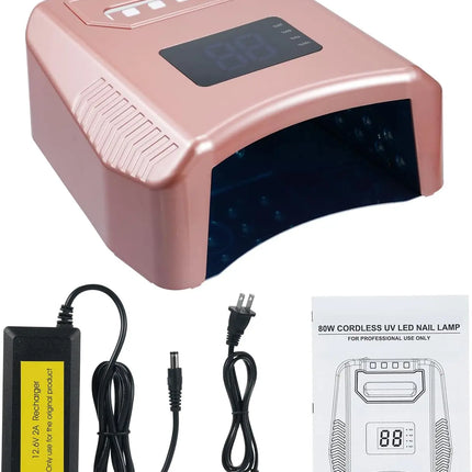 Ibelive Professional 80W Rechargeable UV LED Nail Lamp, 52pcs LED Bulbs 90S Cordless Nail Dryer for Salon Manicure