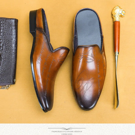 Pantofole da uomo di lusso italiane Mocassini in vera pelle Mocassini da uomo Casual Scarpe da uomo antiscivolo Moda estiva Mezze scarpe da uomo