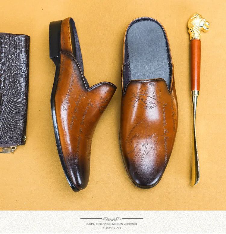 Pantofole da uomo di lusso italiane Mocassini in vera pelle Mocassini da uomo Casual Scarpe da uomo antiscivolo Moda estiva Mezze scarpe da uomo