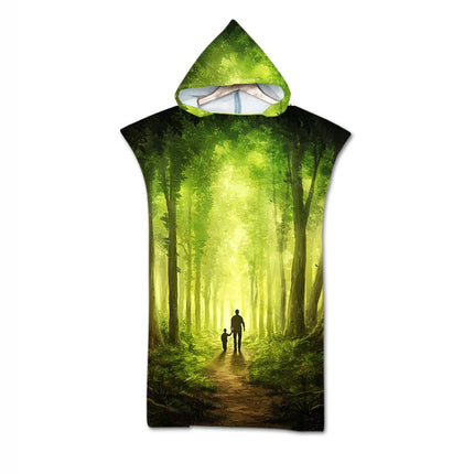 Adult Hooded Microfiber Beach Towel Printed Quick Dry Pool Poncho Bath Towel Robe Cloak