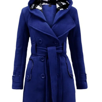 Fashion Woolen Coat Women Warm Fleece Jacket With Belts Double Breasted Solid Casual Jacket 2022 Winter Vintage Slim Ladies Coat