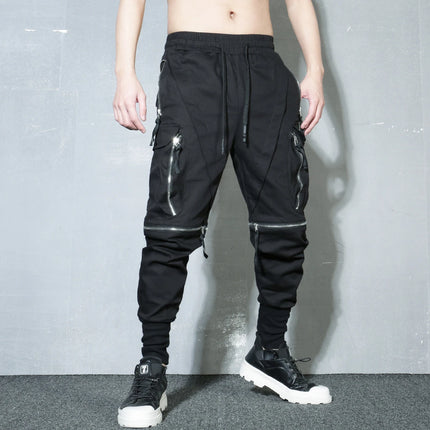 Detachable Black Cargo Pants Men Harajuku Hip Hop Streetwear Multi-Pocket Joggers Trousers Man Elastic Waist Techwear