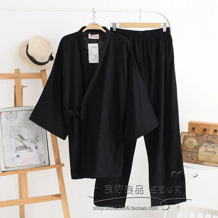 Pantaloni cardigan kimono stile giapponese 2 pezzi Set indumenti da notte da uomo accappatoio in cotone comodo abito da casa vestaglia indumenti da notte casual quotidiano