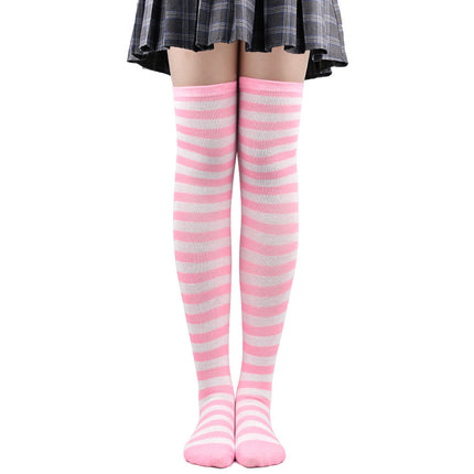 Calze autoreggenti a righe da donna Calze da donna nere bianche rosa lunghe sopra sopra il ginocchio femboy Cosplay Lolita Harajuku Y2k