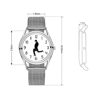 FEB 30TH Walking Men Design orologio Unisex da uomo dal Design creativo 3ATM cinturino in acciaio inossidabile resistente all'acqua platinumshop